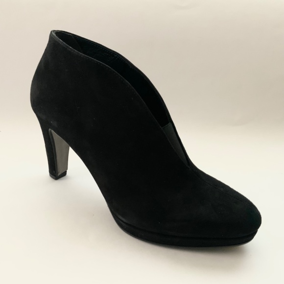 Gabor Amien Black Suede Heeled Booties Leather Slip On Ankle Boots Pumps 8.5 - Picture 10 of 12